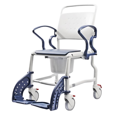 Front View Of The Rebotec Bonn Shower Commode Chair Left Side